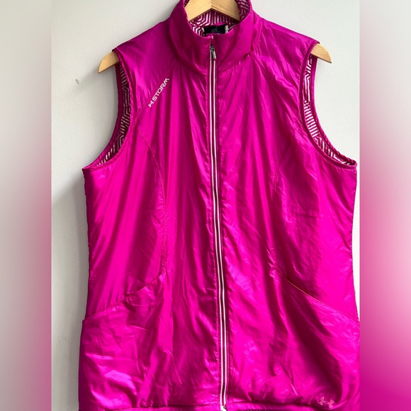 UNDER ARMOUR womens large Cold gear hot pink packable vest - Picture 1 of 11